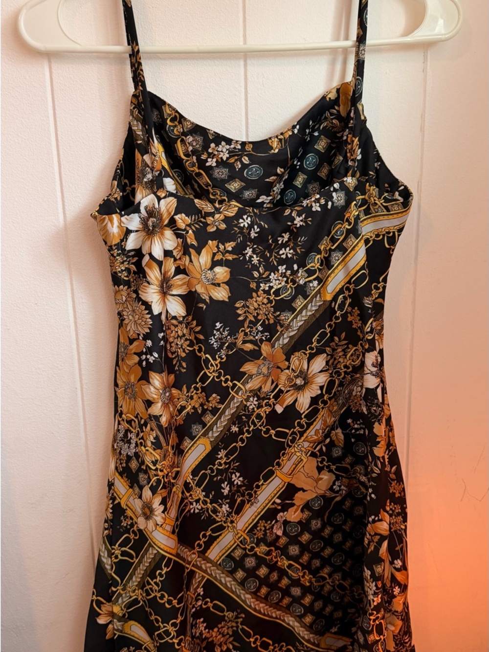 Princess Polly Black & Gold Floral Chain Slip Dress - Picture 5 of 8